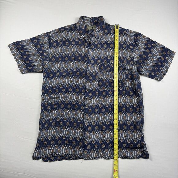 Vintage Robert Stock 100% Silk Floral Pattern Button Down Shirt Mens M - Picture 2 of 8